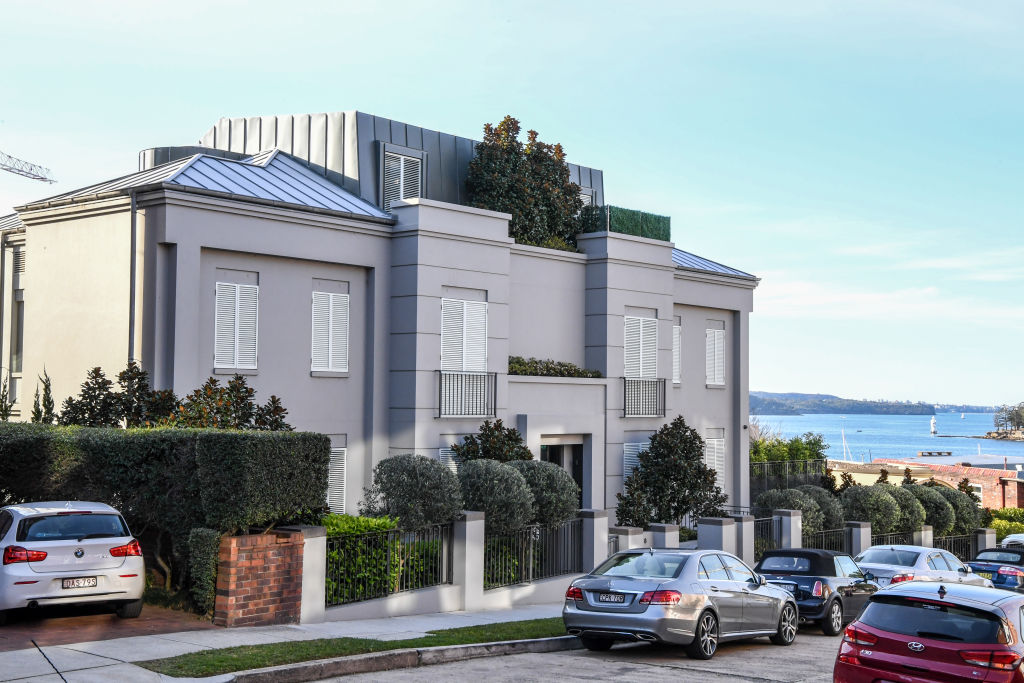 Sydney University chancellor Belinda Hutchinson has swapped a $7.5 million mansion in Darling Point for a $20 million apartment atop this Ercole Palazetti-designed block in Point Piper. Photo: Peter Rae