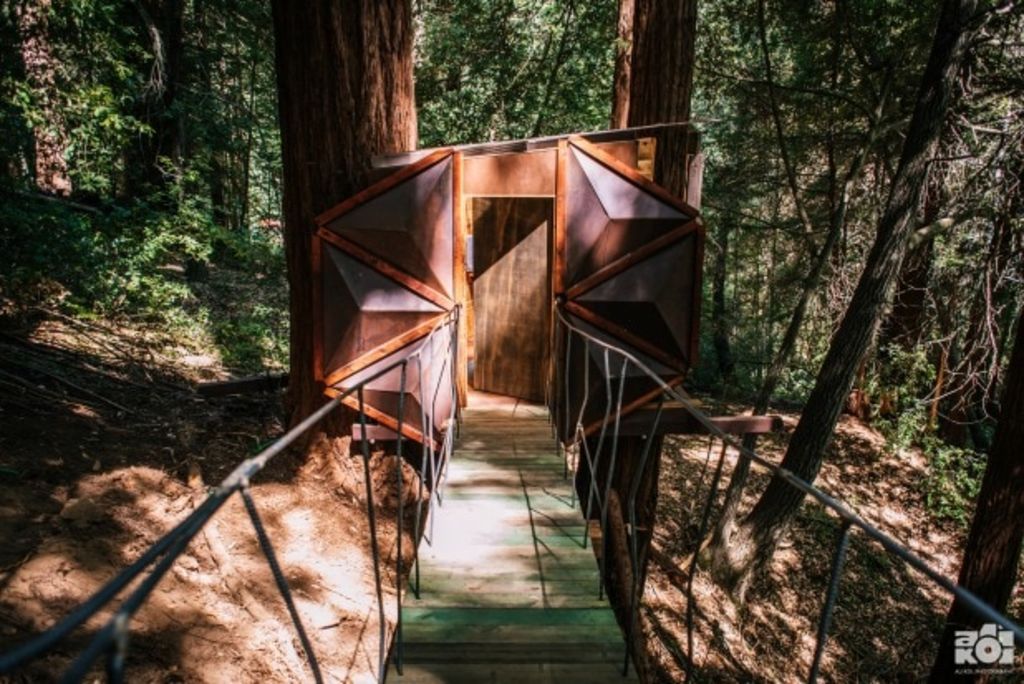 The bathroom also blends in with the trees.  Photo: Alissa Kolom