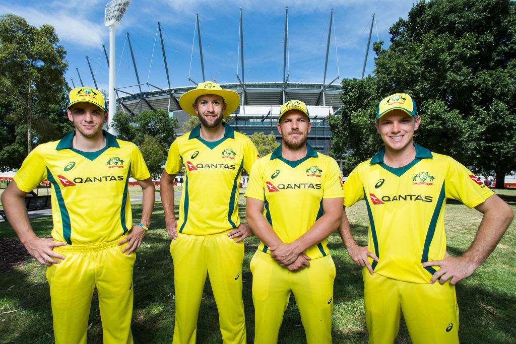 Members of the Australian mens ODI squad Jhye Richardson, Andrew Tye, Aaron Finch and Adam Zampa Photograph: Paul Jeffers.