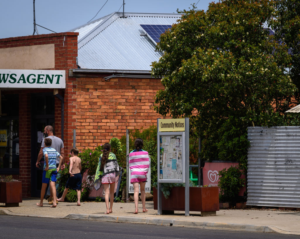 A family visits the shop after swimming in the Rokewood lagoon. Photo: John Donegan