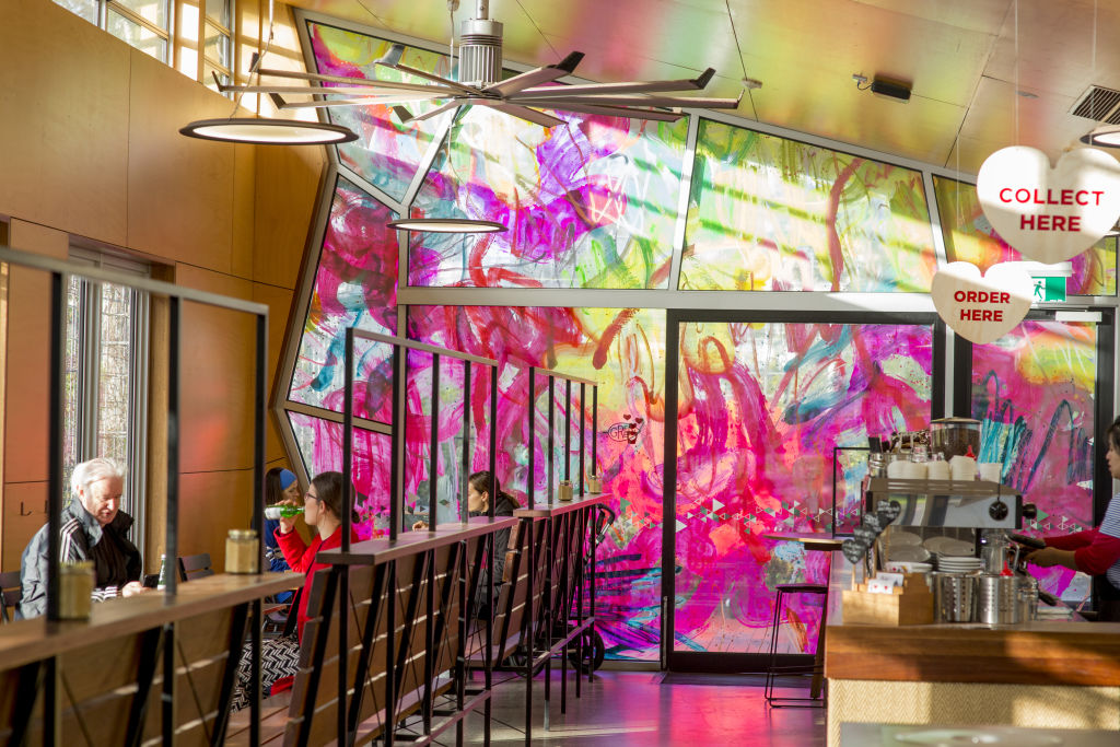 Stained glass windows like you've never seen: How an abstract artist transformed an East Melbourne cafe