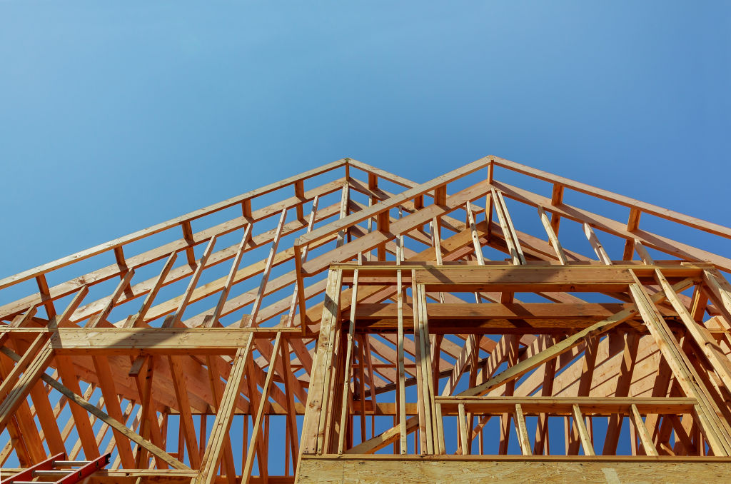 Interior framing of a new house under construction. Photo: iStock