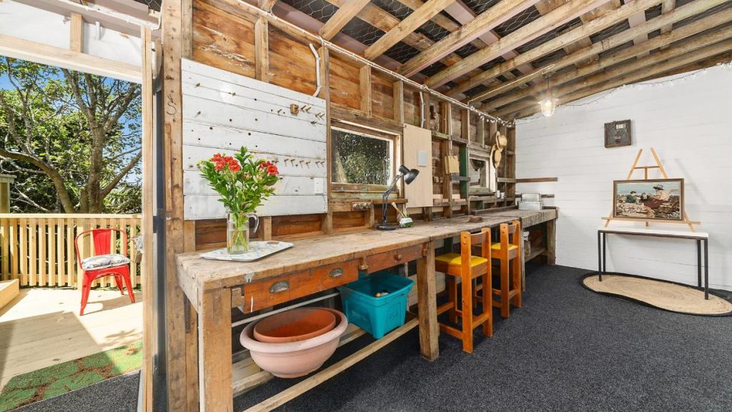 An existing shed on the property can be used as a workshop or studio. Photo: Lowe &amp; Co Realty