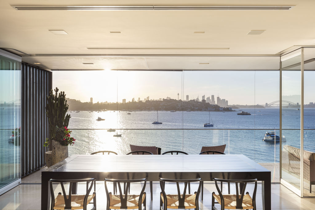 The three-level waterfront home offers gun-barrel Harbour Bridge views. Photo: Supplied