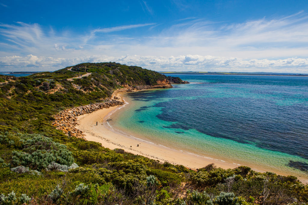 Point Nepean and Port Phillip Bay on a hot summer's day in Victoria, Australia