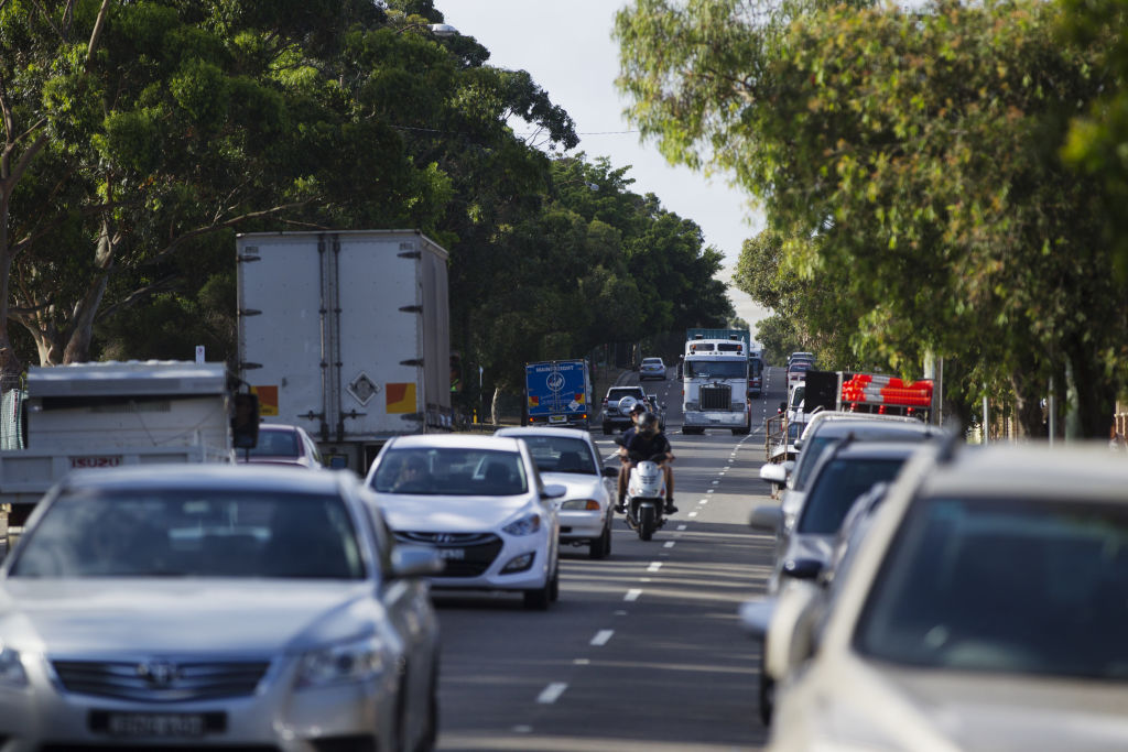 Trucks and Tankers driving along Denison St, Hillsdale. Thursday 13th November 2014. Photograph by James Brickwod. SHD NEWS 141113