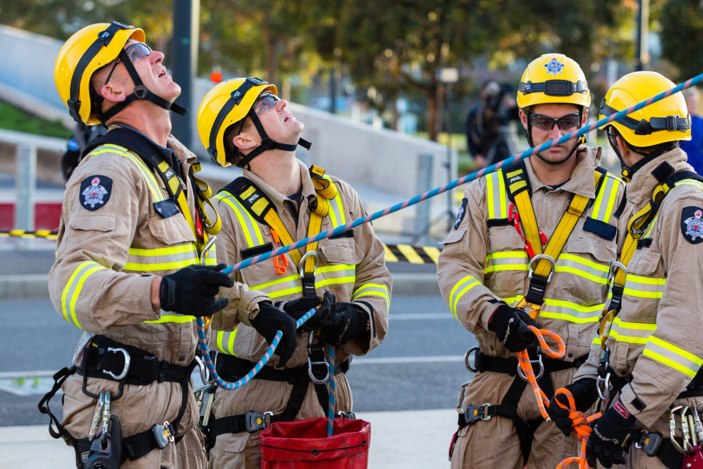 The Metropolitan Fire Brigade's High Angle Rescue Team in action. Photo: MFB