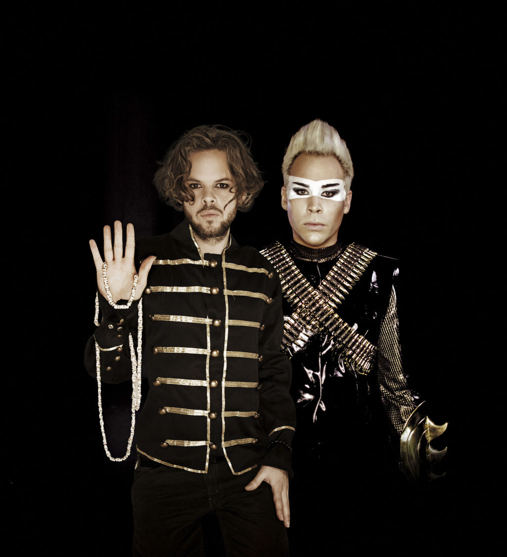 PNAU frontman Nick Littlemore (left) with bandmate Luke Steele. Photo: lschwartzkoff@fairfaxmedia.com.au