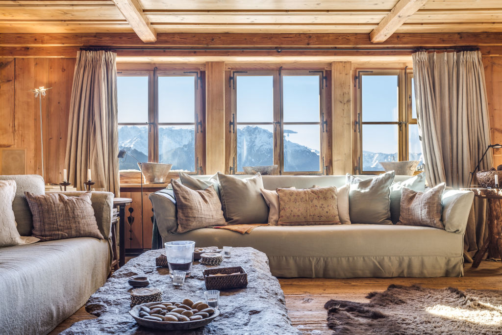 Chalet Bel Horizon has seven bedrooms, a cocktail bar and a jacuzzi. Photo: Supplied