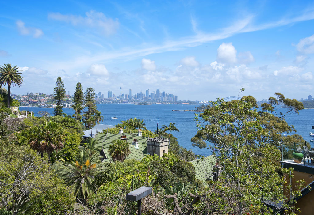 The Vaucluse house of businessman John Shaw overlooks the Hermitage estate below. Photo: Supplied