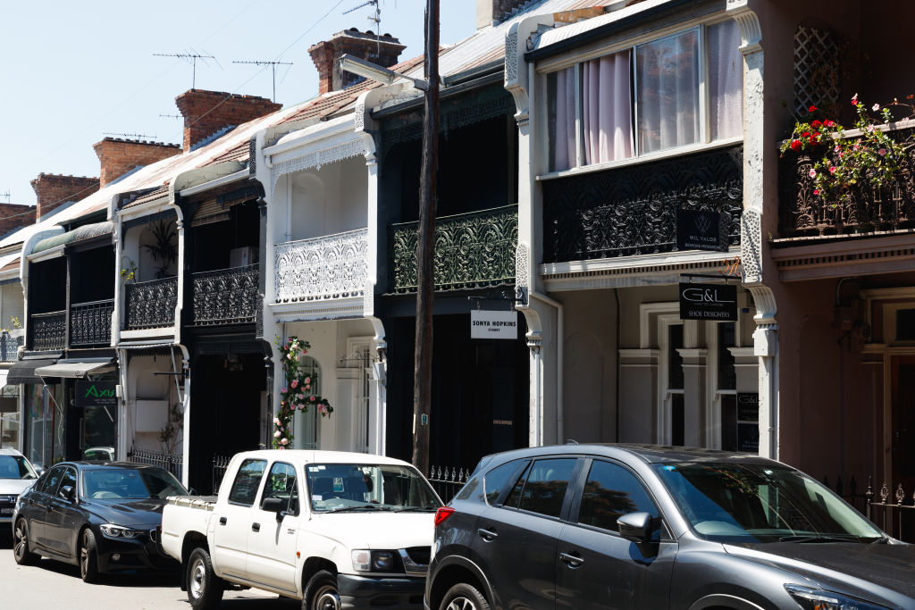 Terrace houses along William Street in Paddington. Photo: Steven Woodburn