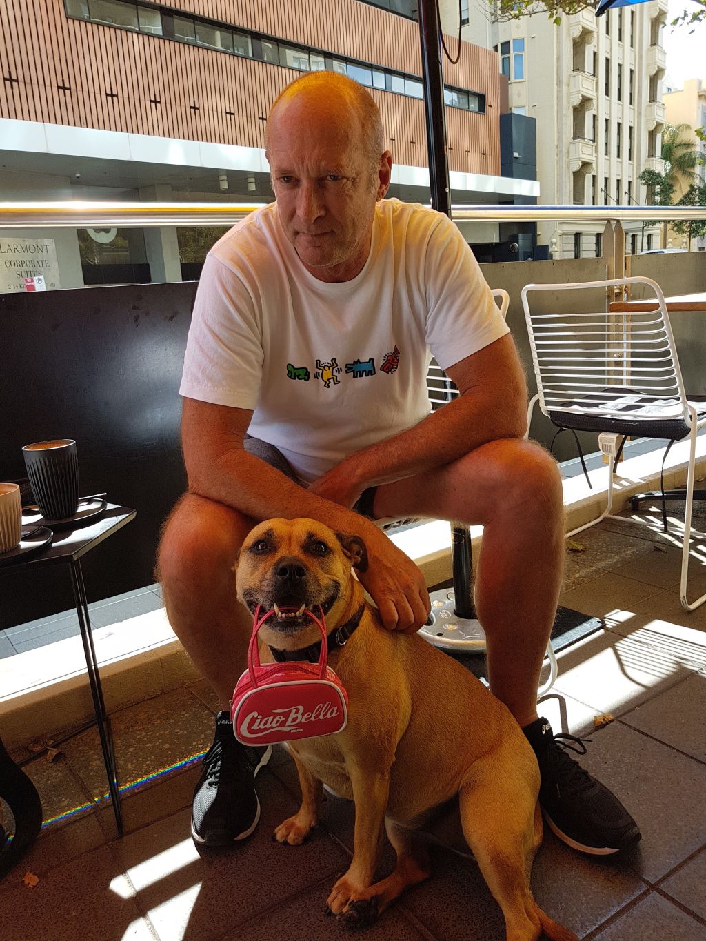 Nic Middenway with his dog Sammy. Middenway uses a pet resume and references when looking for a new home. Photo: Sue Williams