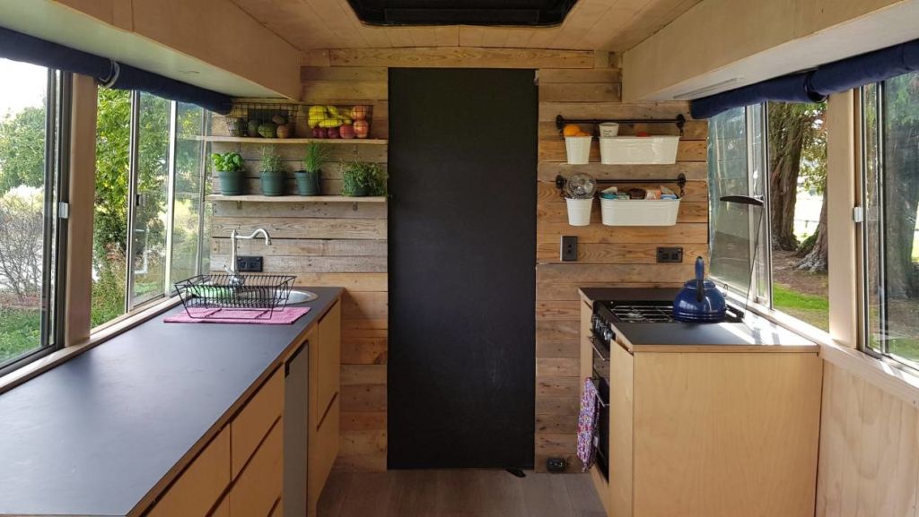 The kitchen was custom-built for the bus. Photo: Jessica Dove London