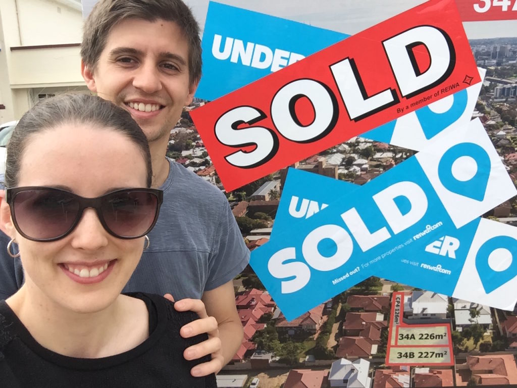 Perth first-home buyers Alicia Manningok and Brendon Dawsonok. Photo: Supplied