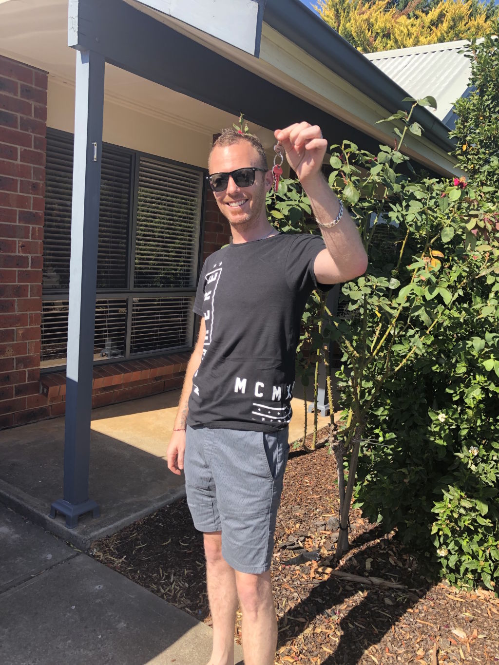 Adelaide first-home buyer Chad Nicolle outside his new home. Photo: Supplied