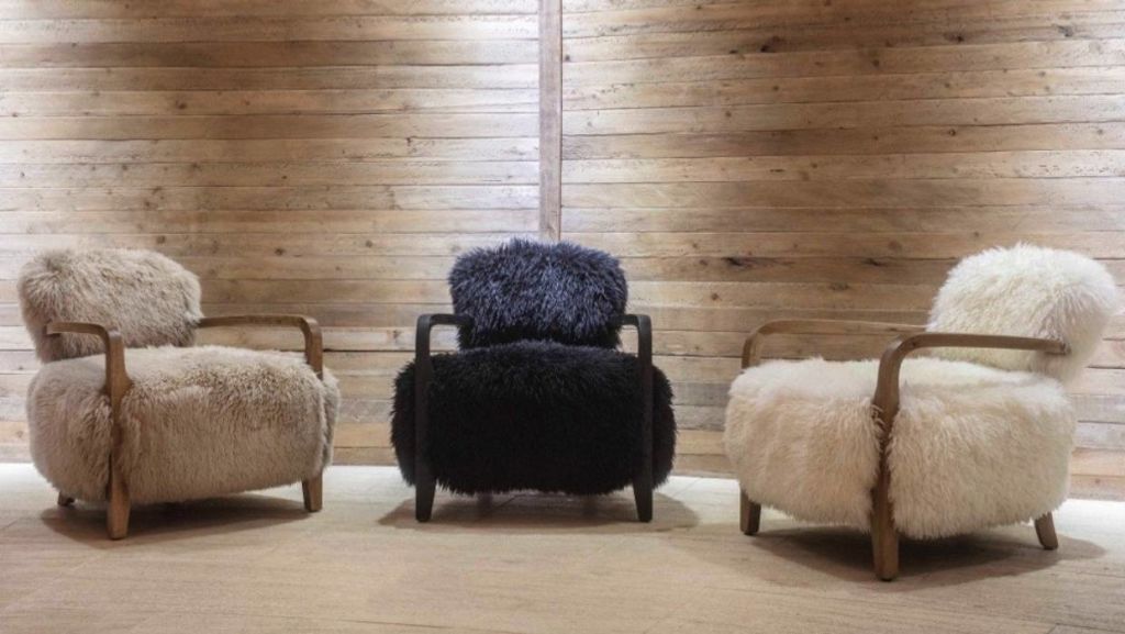 The 'tousled tresses' of this Yeti sheepskin chair by Timothy Oulton are described as a 'sensory feast'. Photo: Coco Republic
