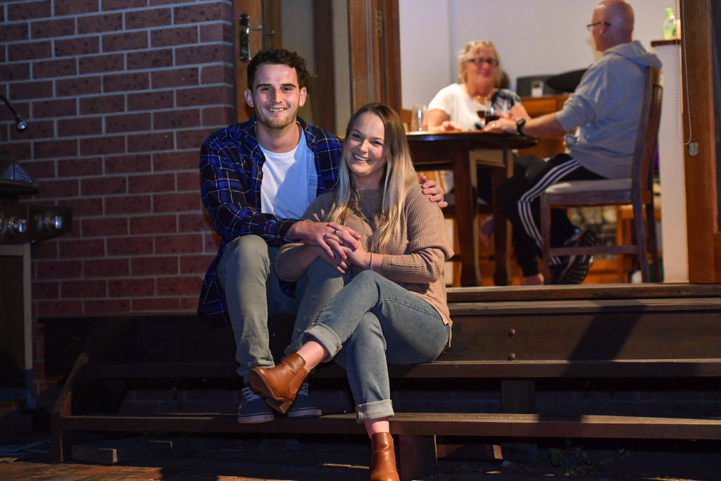 Alysha and Max Handcock recently bought a house in Craigieburn. They're living with her parents until settlement. Photo: Joe Armao