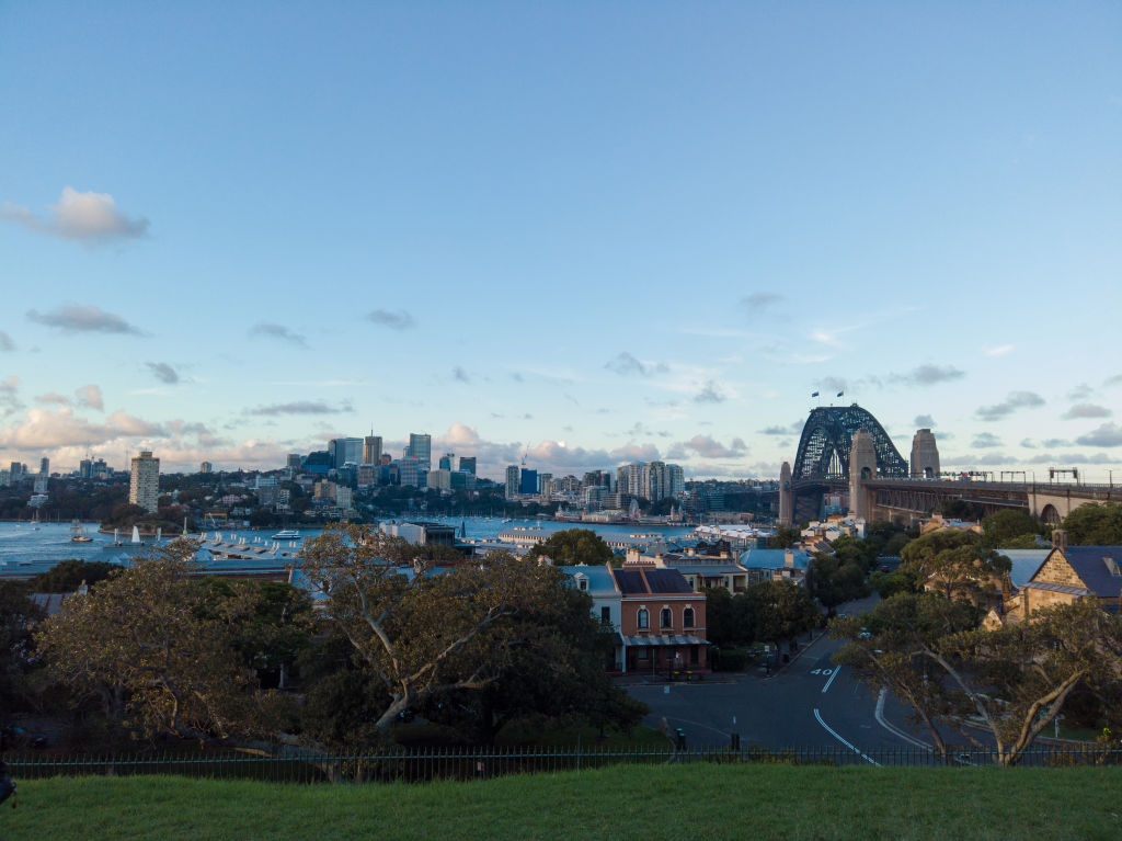 Sydney Harbour view with North Sydney skyline in the afternoon.