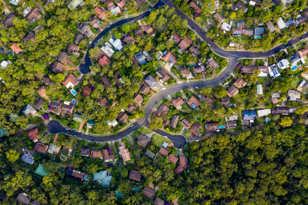 Suburban roof tops - Generic Sydney suburbs aerial view
