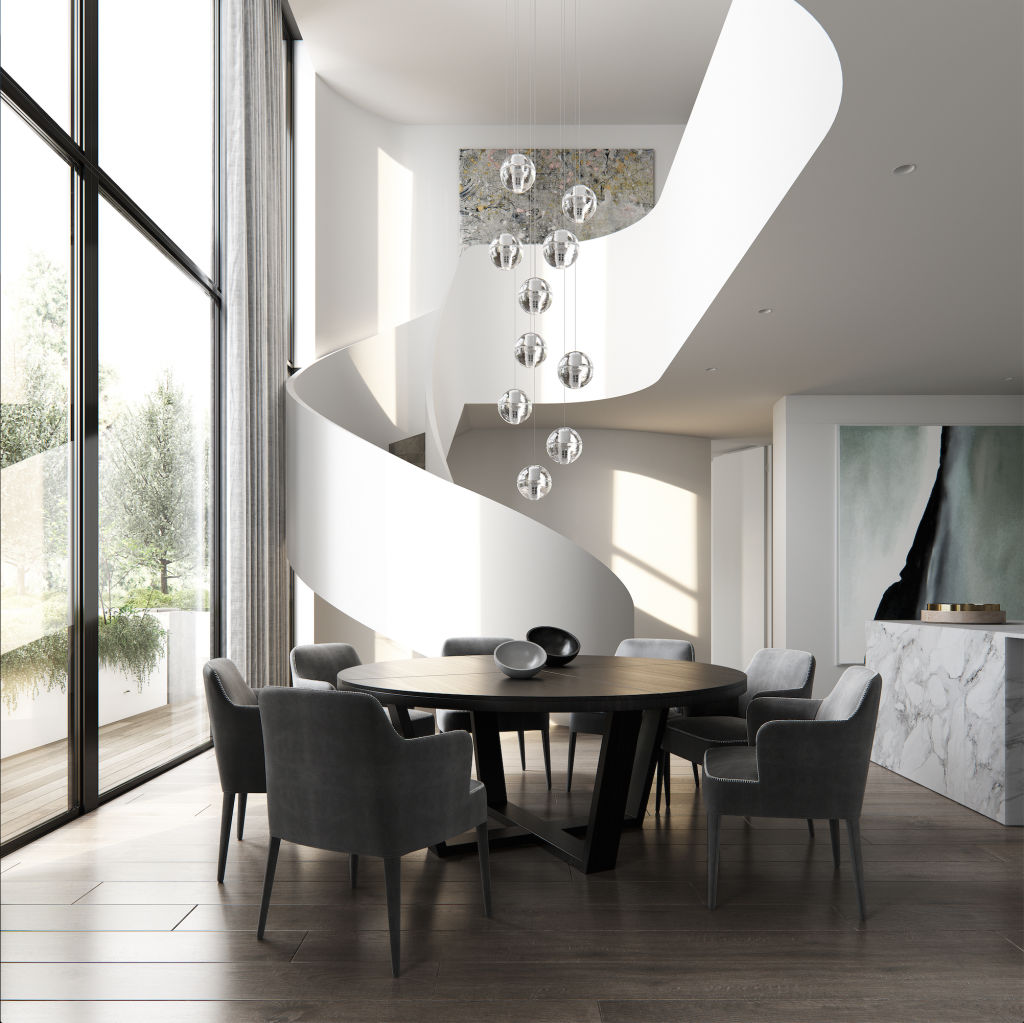 A 6.5-metre void around a spiral staircase stands out in the Botanic Residence. Photo: Supplied