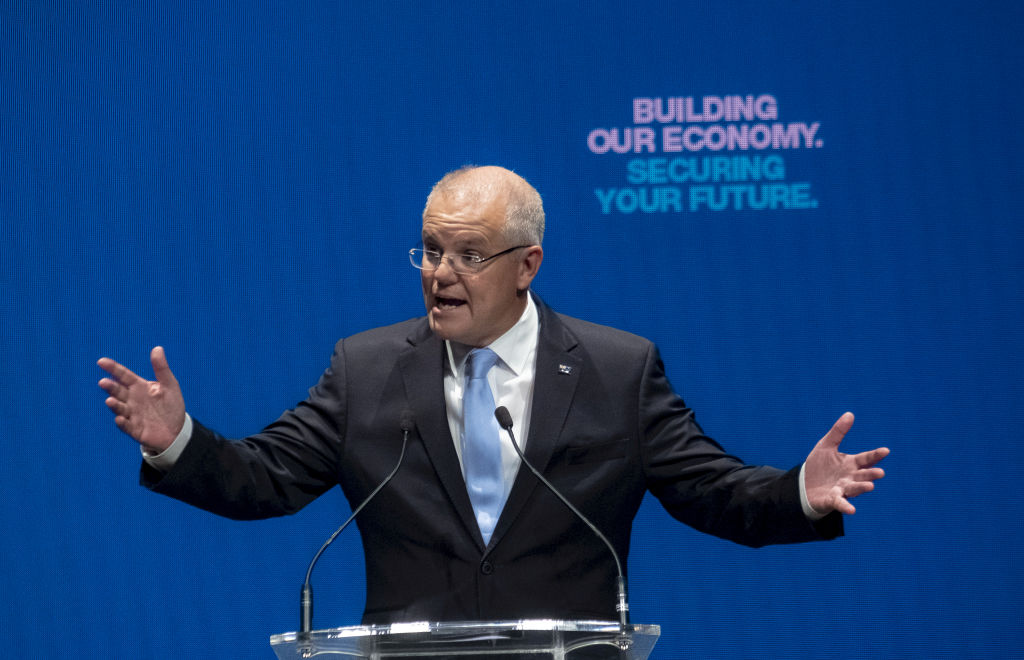 Mr Morrison announced the first-home buyer deposit policy at the Liberal campaign launch in Melbourne on Sunday. Photo: Luis Enrique Ascui