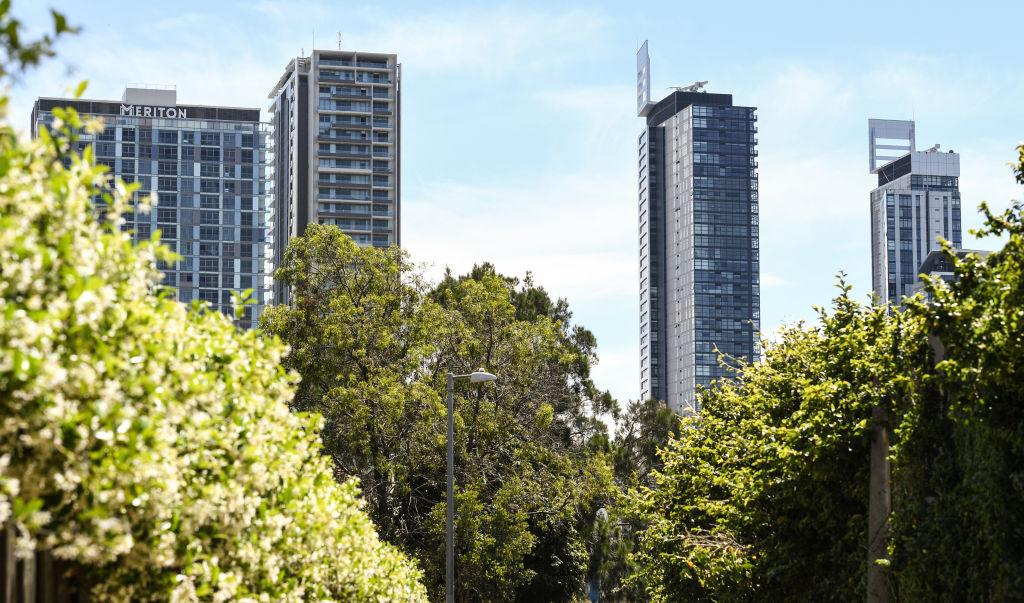 The median apartment price in Chatswood (pictured) is $430,000 higher than in North Ryde. Photo: Peter Rae