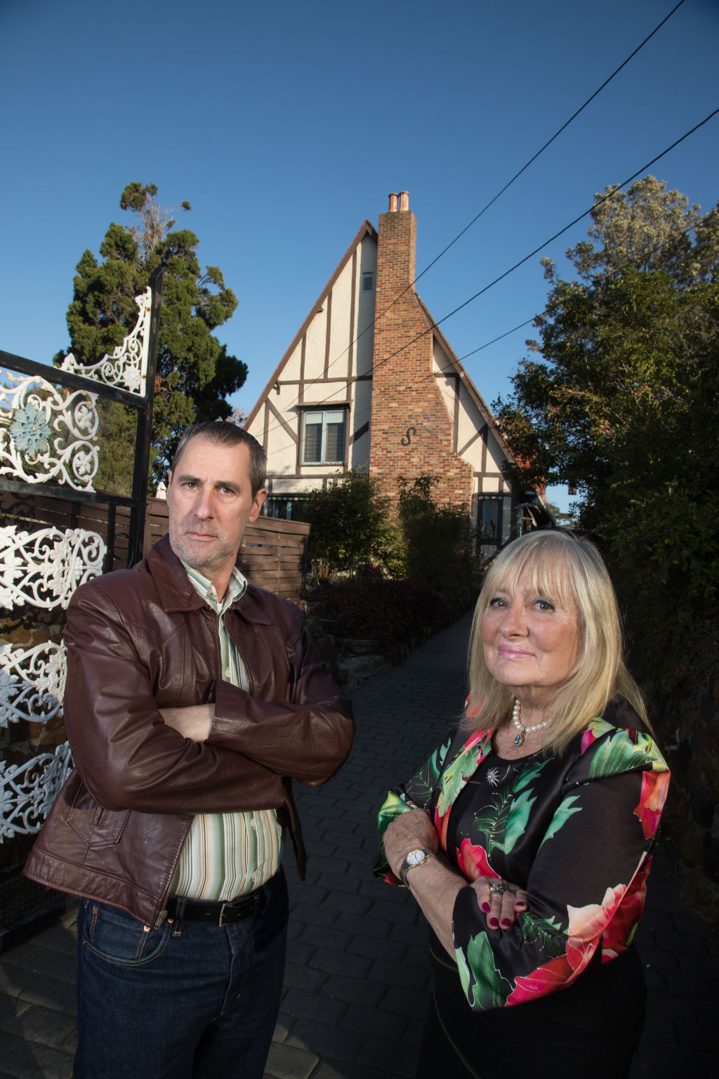 Heritage expert Rohan Storey and neighbour Caroline Shepard are campaigning to keep 38 Grosvenor Street, Brighton, intact and safe from redevelopment. Photo: Leigh Henningham