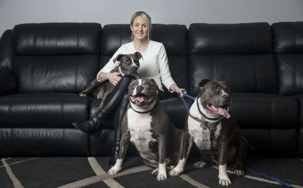 Lavers was never a dog person until she and her husband bought their first Staffie. Photo: Jessica Hromas