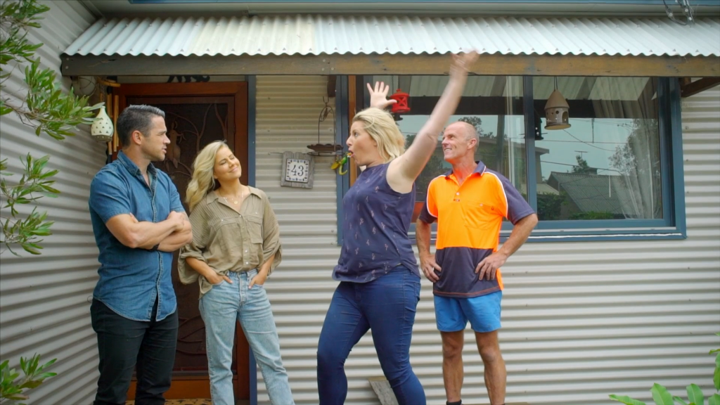 Former Block contestants Michael and Carlene Duffy and Norm and Jess Eva must convince a family to renovate or rebuild. Photo: Supplied