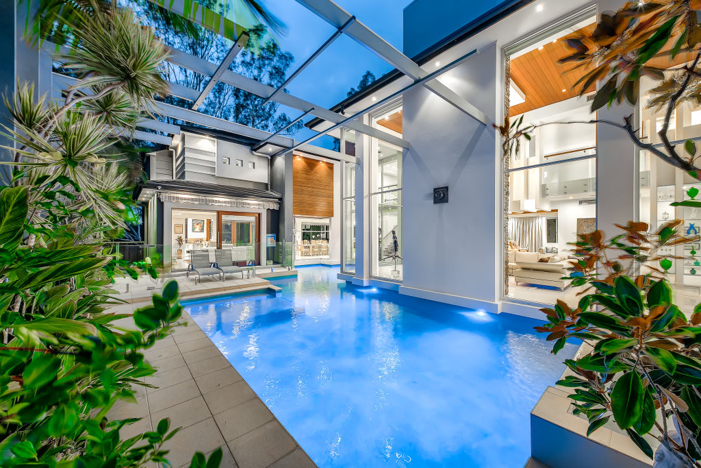 The architecturally-designed house has a magnificent salt water pool. Photo:
