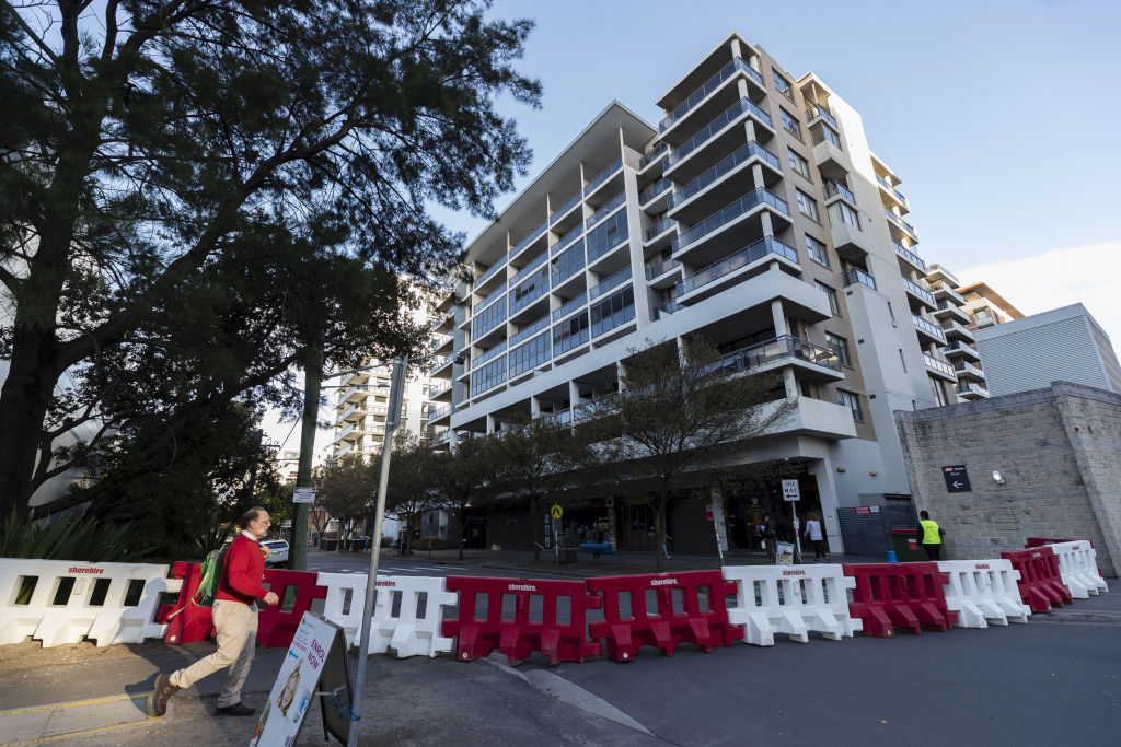 The Mascot Towers on Bourke Street, Mascot, were evacuated earlier this year. Photo: Brook Mitchell