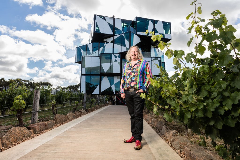 Osborn outside the Cube, a restaurant, art gallery and cellar door. Photo: Supplied