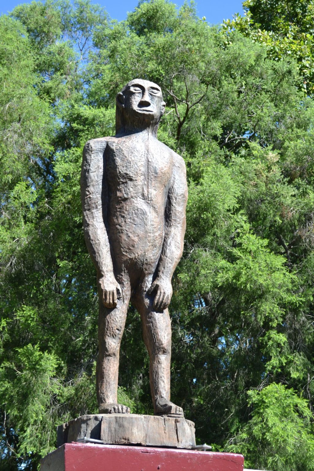 The Kilcoy Yowie statue has recently been replaced. The old wooden creature was switched for a more durable fibreglass version.