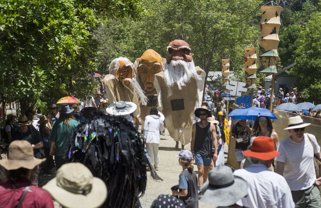 Giant puppets at the Woodford Folk Festival.