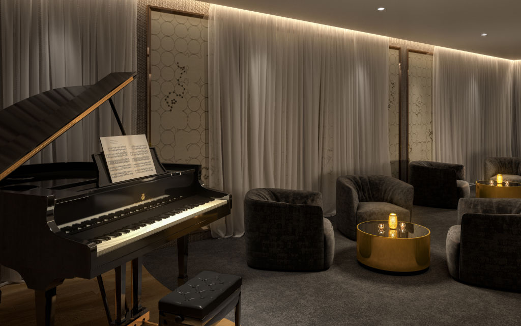 The Landmark will feature music rehearsal rooms with a Steinway piano. Render: The Landmark