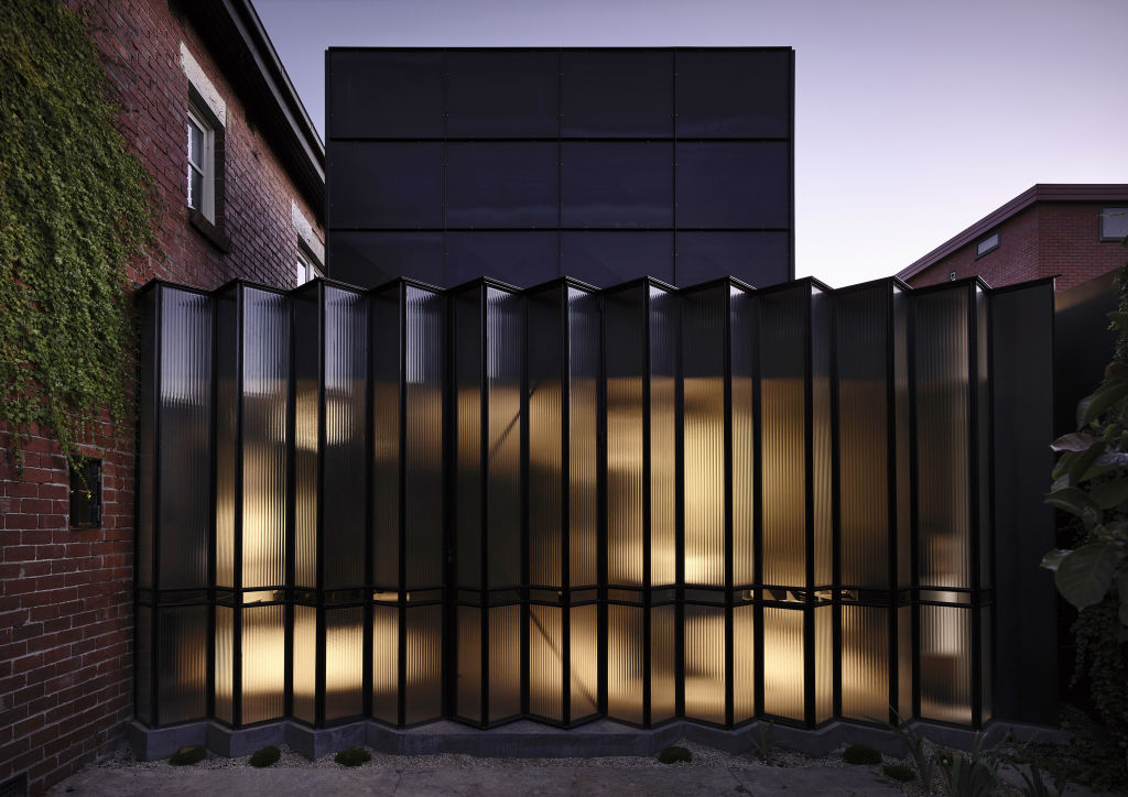 The kitchen wall as a concertina of light in Robert Simeoni's Powell Street House. Photo: Derek Swalwell