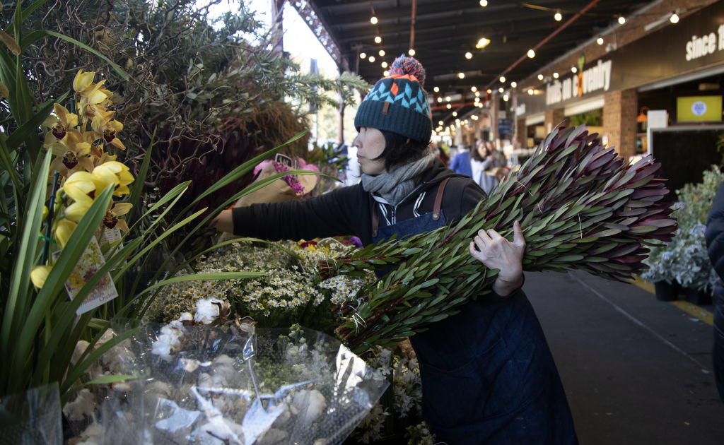 A flower stall at South Melbourne Market. Photo: Leigh Henningham