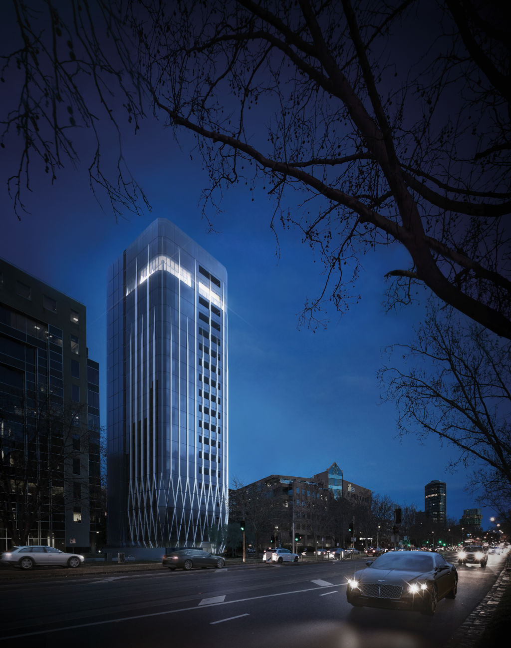 The 20-storey tower on St Kilda Road will have 18 opulent apartments. Photo: Supplied