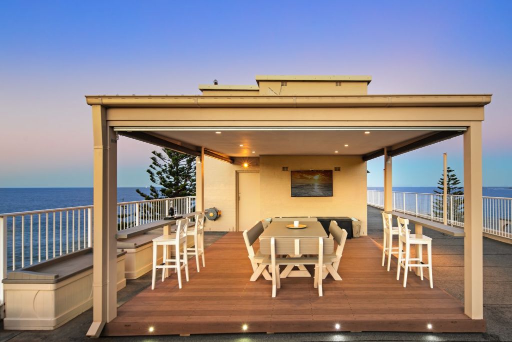 The rooftop terrace of the penthouse apartment at 5/1172 Pittwater Road, Narrabeen, which sold for $1,875,000.