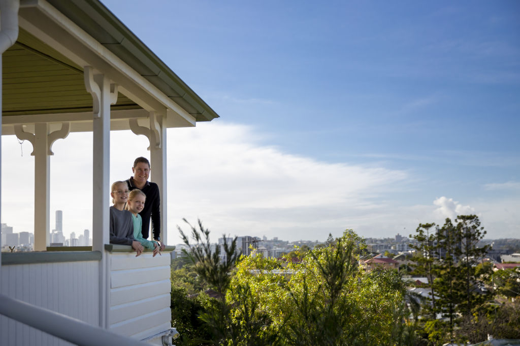 Rob Gallagher with his daughters Mary and Audrey. Photo: Tammy Law