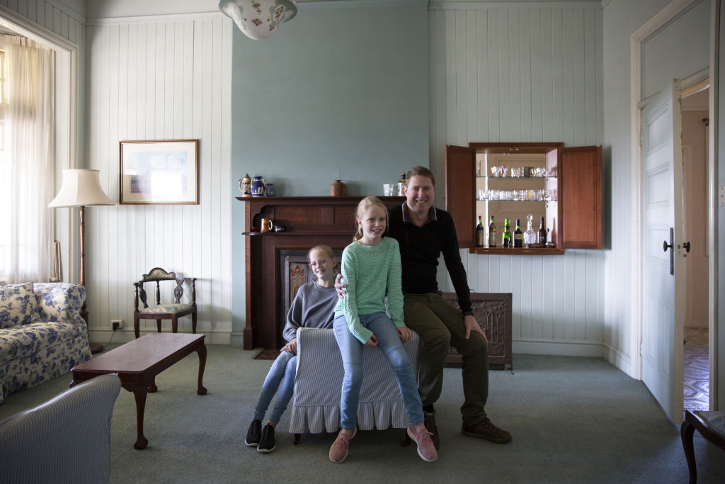 Rob Gallagher with his daughters Mary and Audrey. Photo: Tammy Law