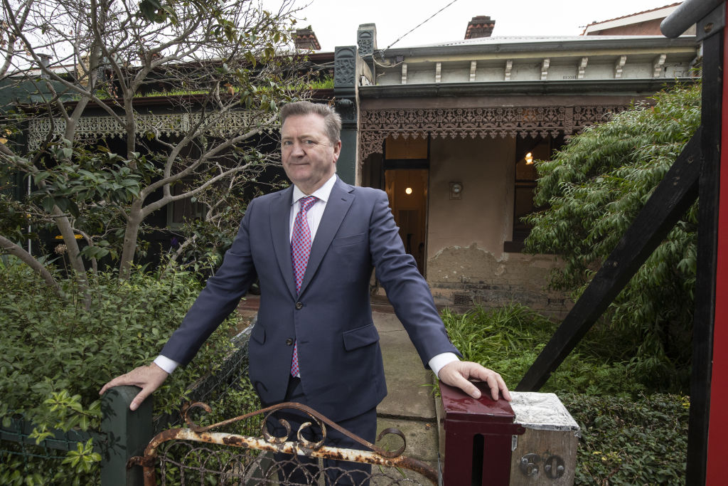 Agent David Wood inside 60 Packington Street St Kilda. Photo: Leigh Henningham