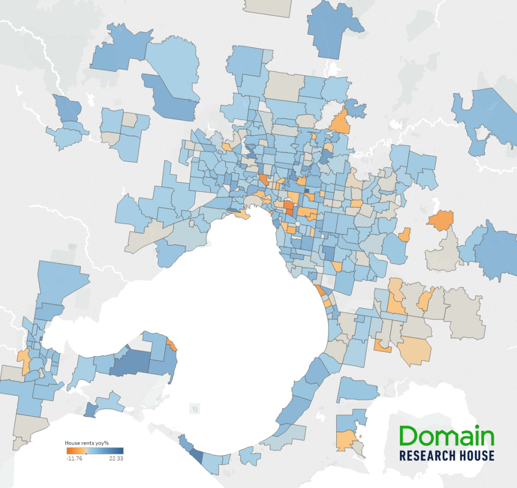 The Melbourne suburbs where rents have risen and fallen the most