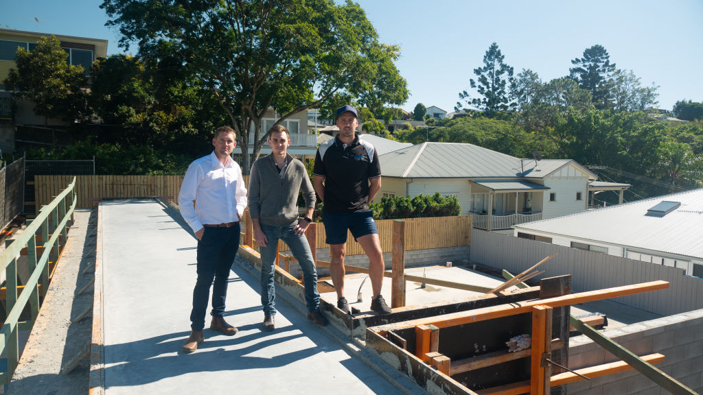 Harley Weston, James McElhenny and Paul McElhenny are set on taking luxury passive housing to a new level for not just Brisbane, but Australia. Photo: Supplied