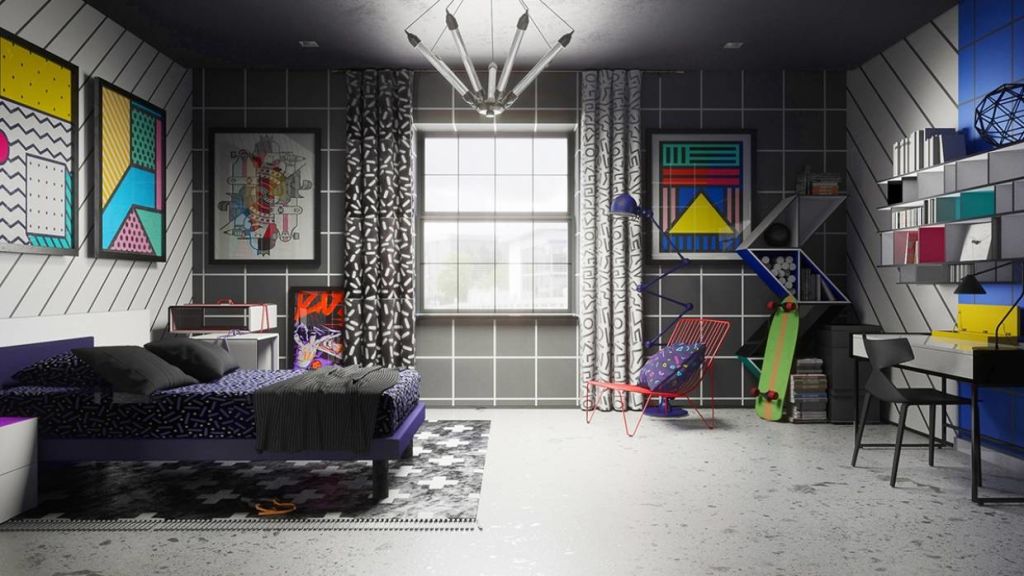 Bart's room gets a full on Memphis Design style make over. Photo: Angie's List