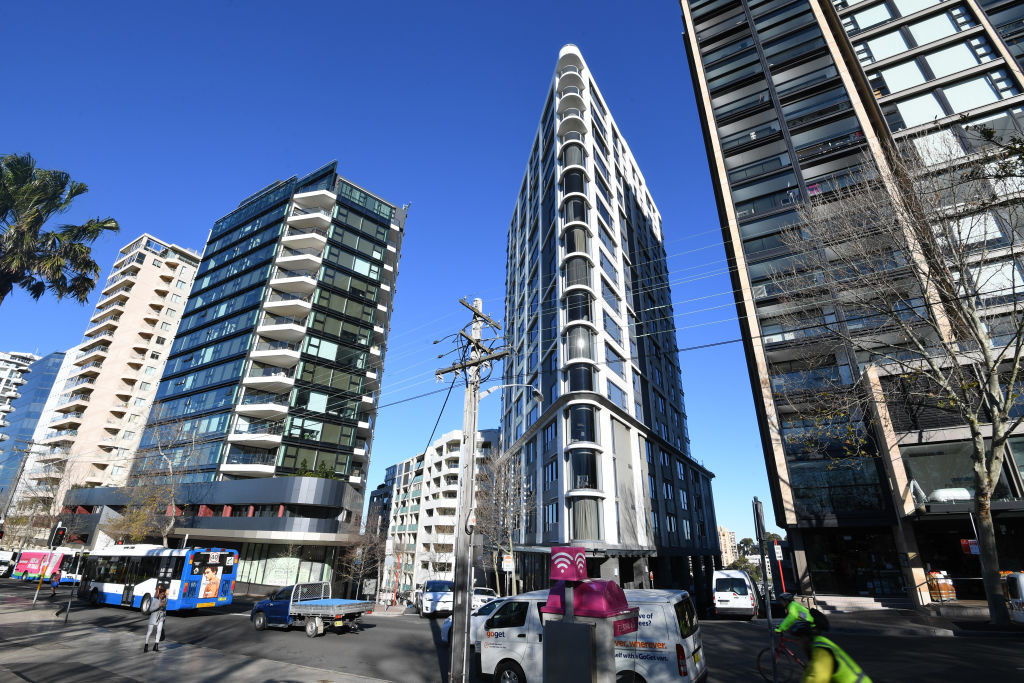 The Milsons Point buildings in question: Bridgehill Residences on the left, the Colonnades centre.. Photo: Peter Rae