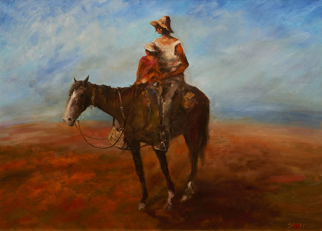 Included in the collection is The Drover's Wife by artist Hugh Sawrey, on offer for between $8000 and $12,000.