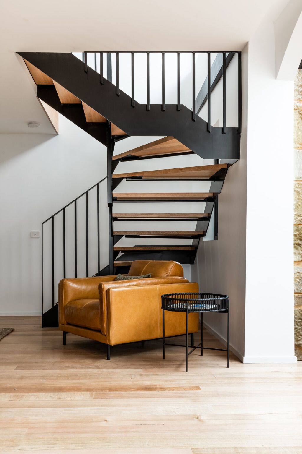 The stairs allow space for a baby grand piano. Photo: Adam Gibson