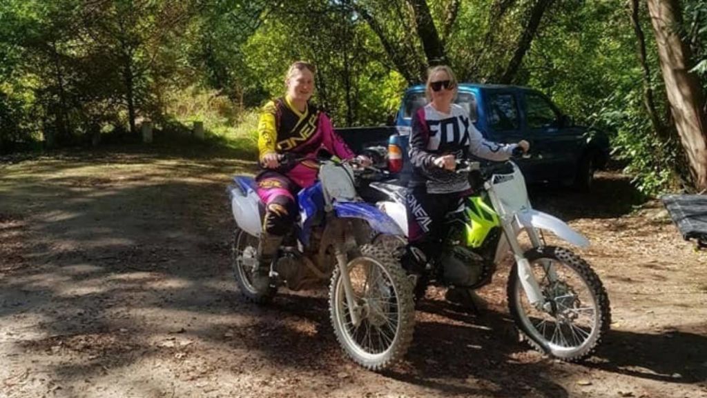 When she's enjoying her five weeks off the boat, Telisha Dishington (left) loves to to dirt bike riding. And she also likes hunting and fishing. Photo: Supplied
