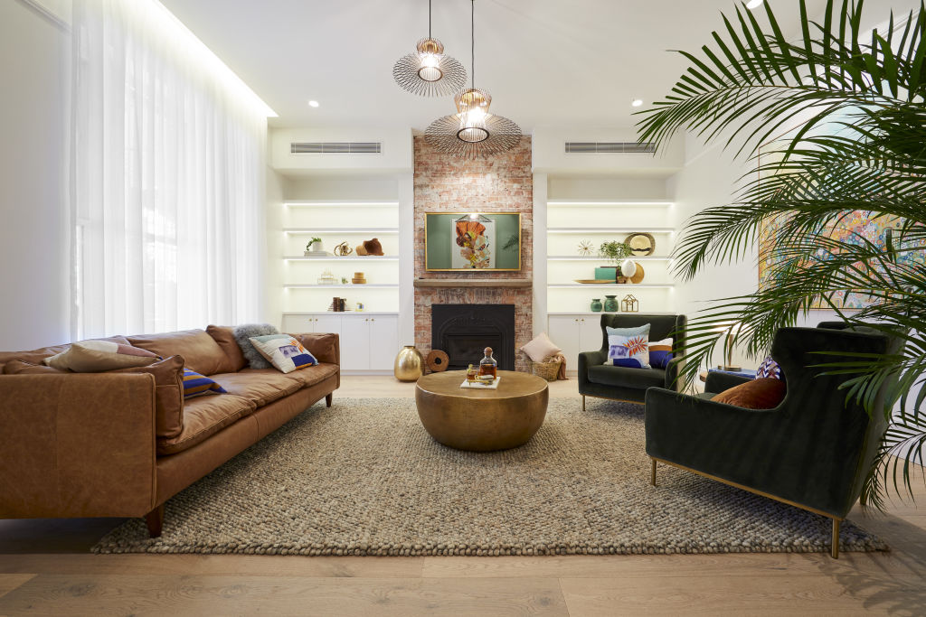 Deb and Andy's layout could be improved by bringing the sofa and armchairs closer to the coffee table. Photo: Channel Nine